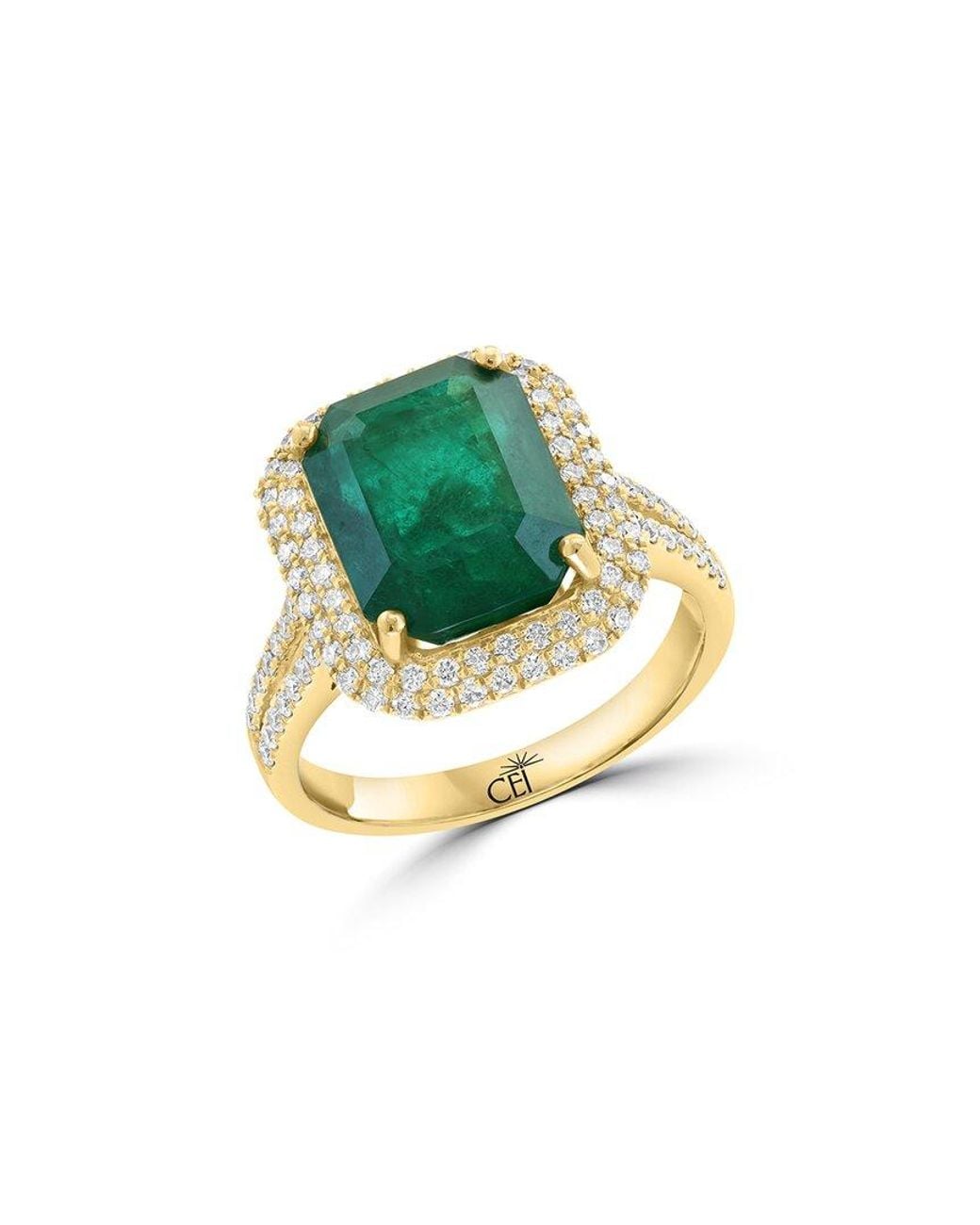 Effy Fine Jewelry Green 14K 4.45 Ct. Tw. Diamond & Emerald Ring