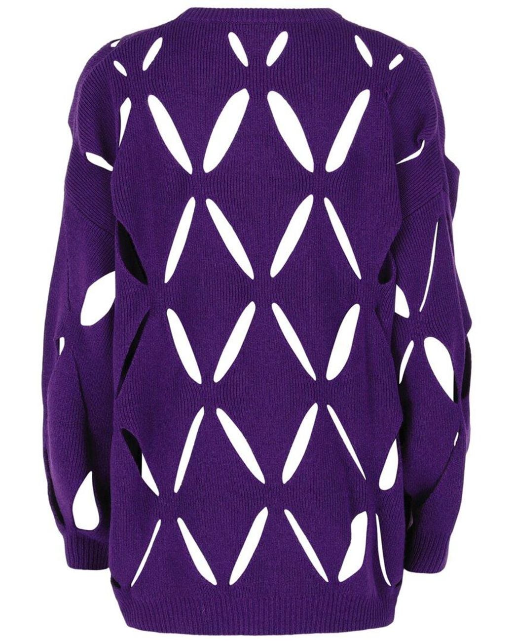 Valentino Purple Cutout Wool Sweater