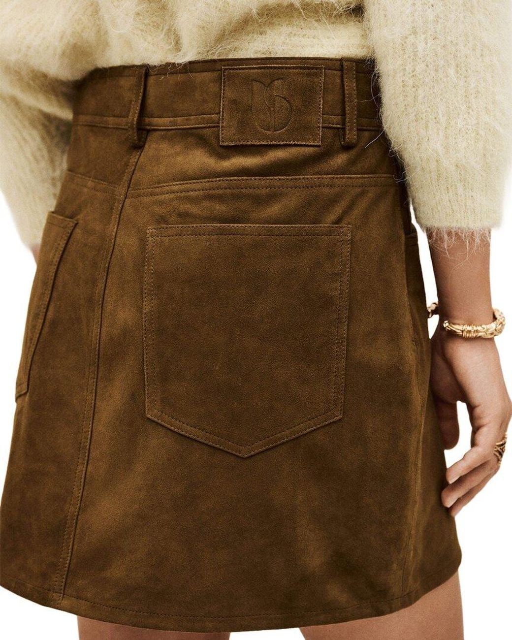 Ba&sh Natural Mangela Suede Skirt