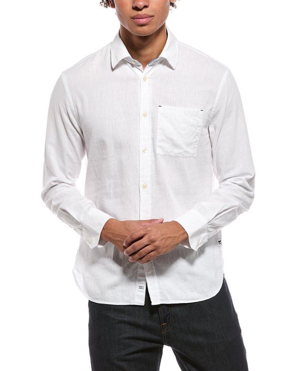 Gas White Linen-Blend Shirt for men