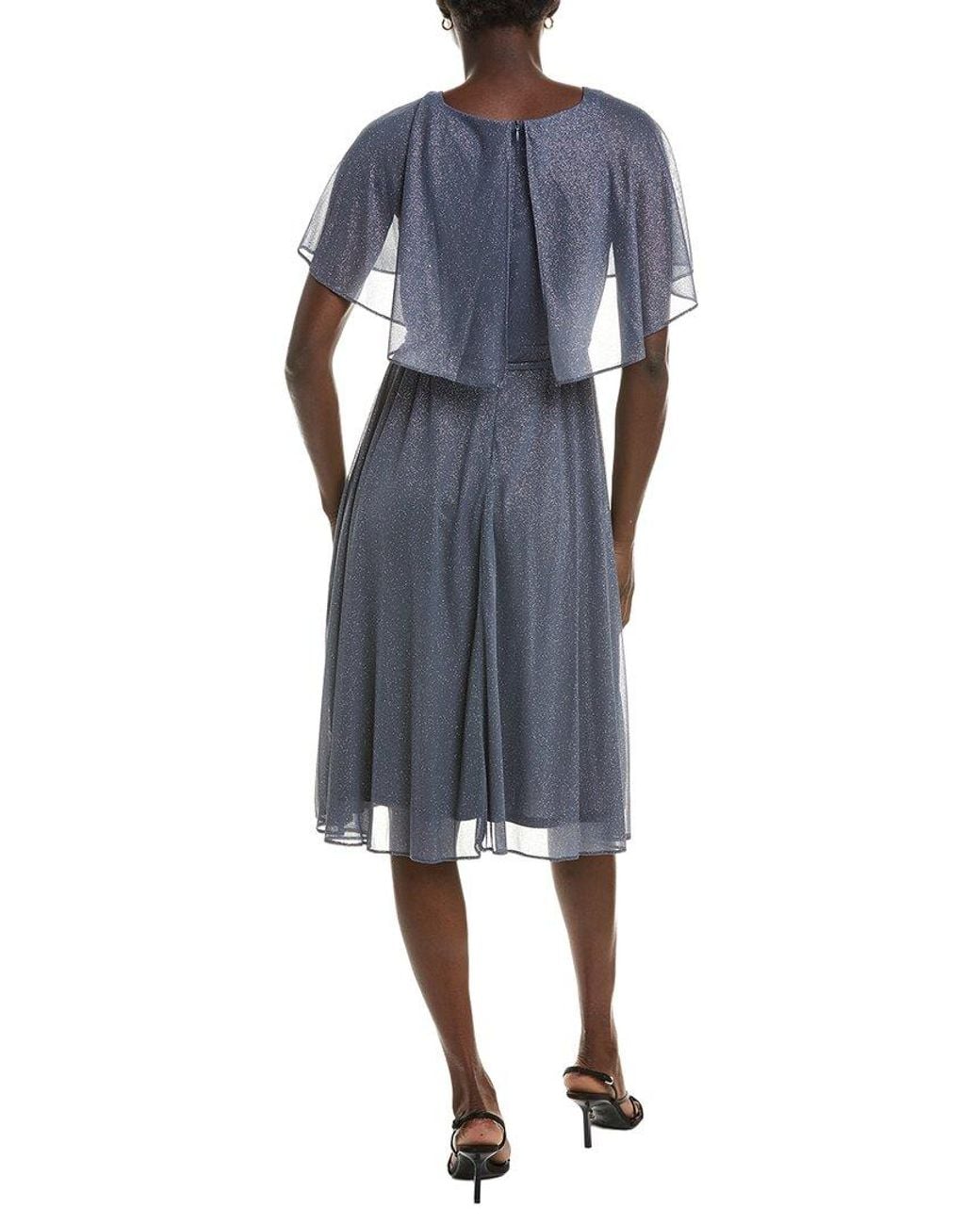Maison Tara Blue Short Sleeve Midi Dress