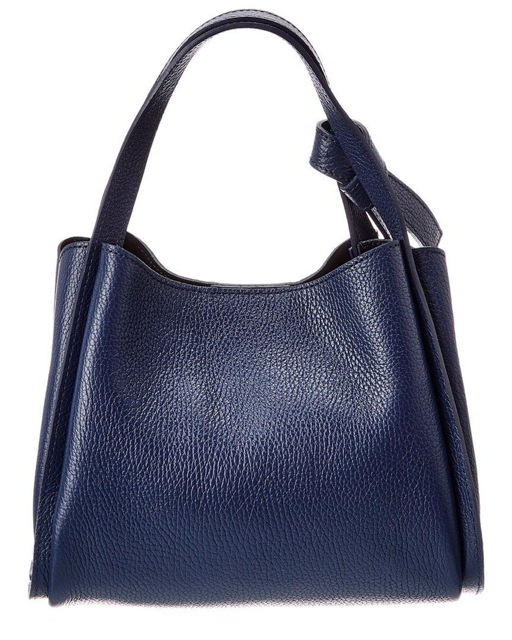 Italian Leather Blue Top Handle Tote