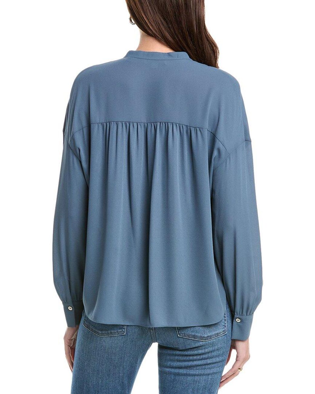 Vince Blue Front Pleat Blouse