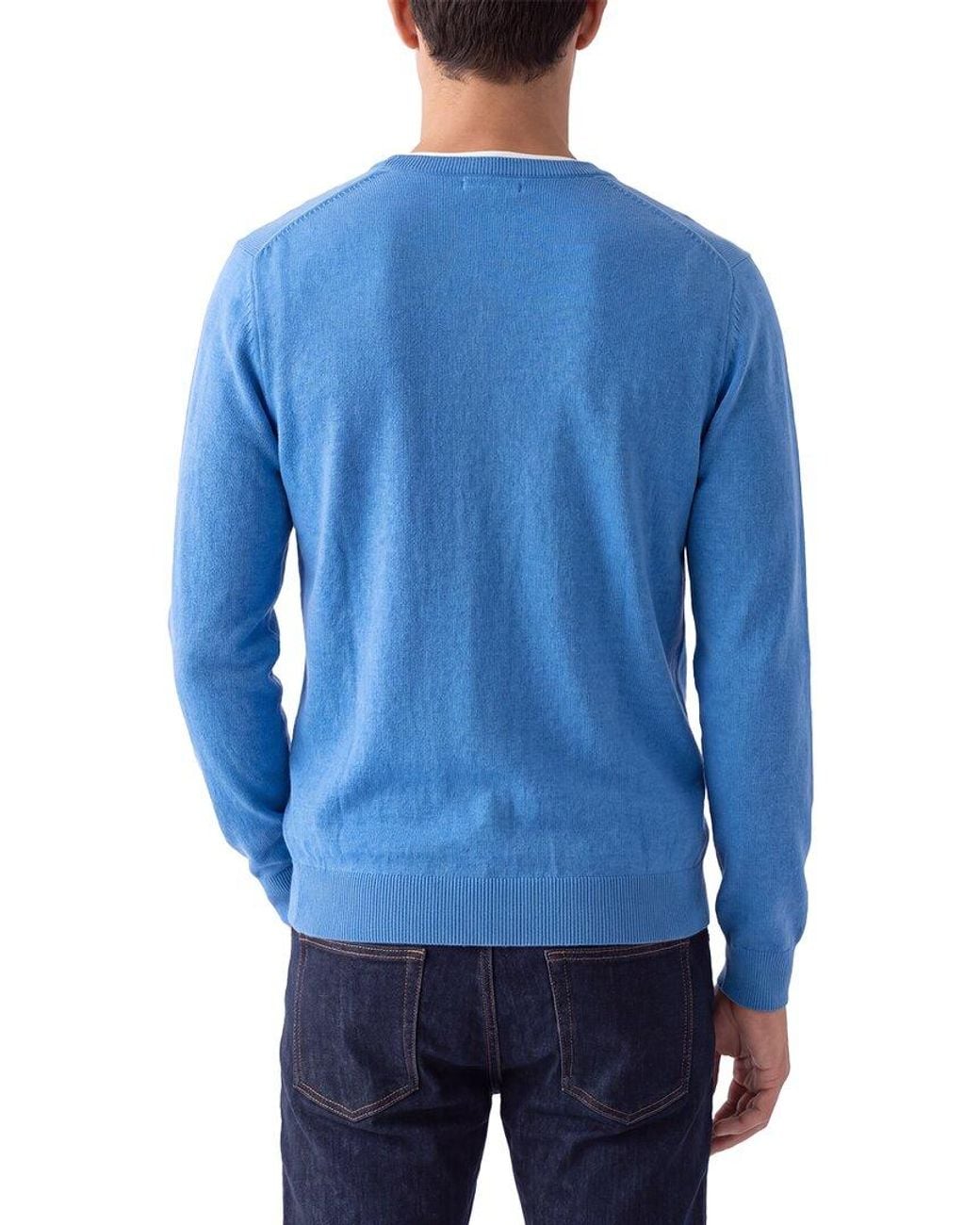 N.Peal Cashmere Blue Burlington Cashmere V-Neck Sweater for men