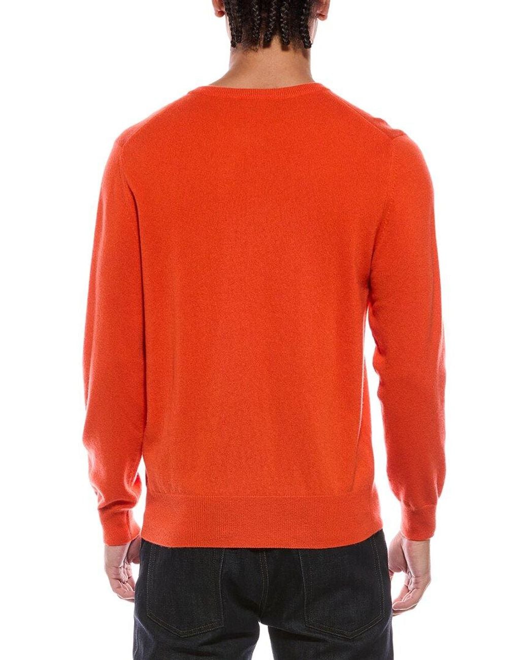 N.Peal Cashmere Red Oxford 100% Cashmere Crewneck Sweater for men