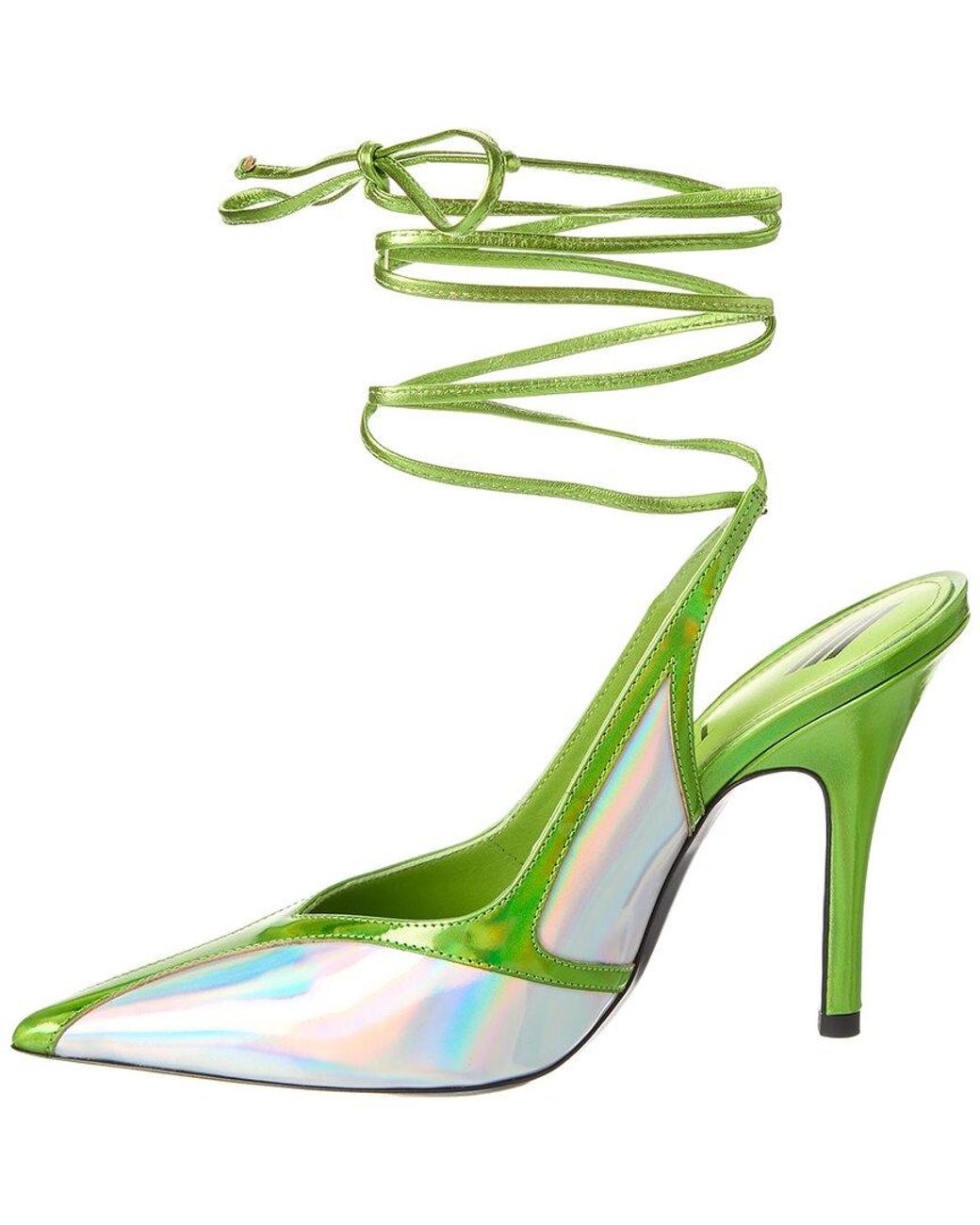 The Attico Green Ankle Wrap Leather Pump
