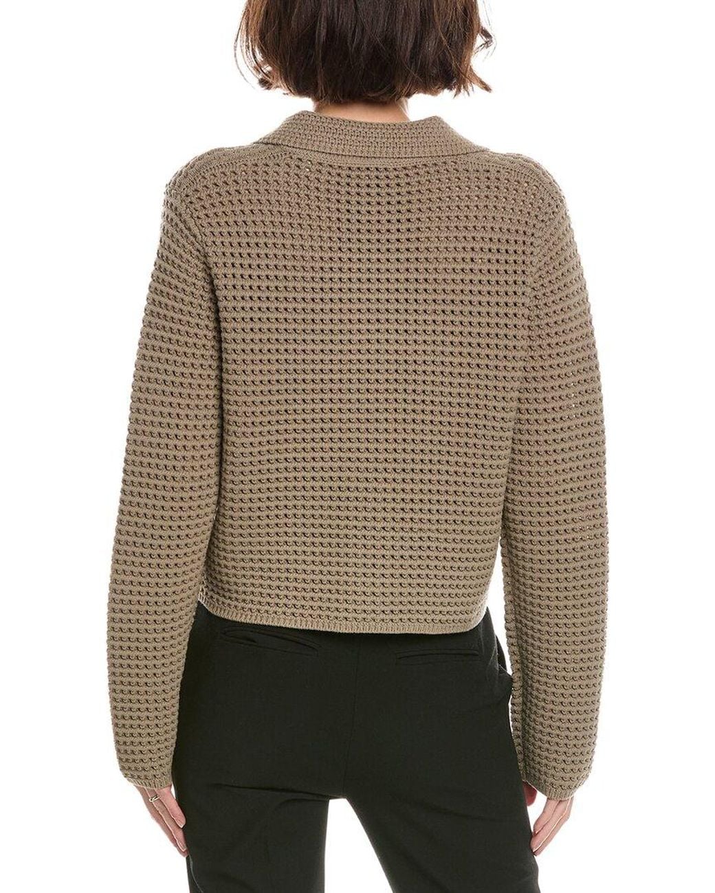 Vince Brown Crochet Stitch Cardigan