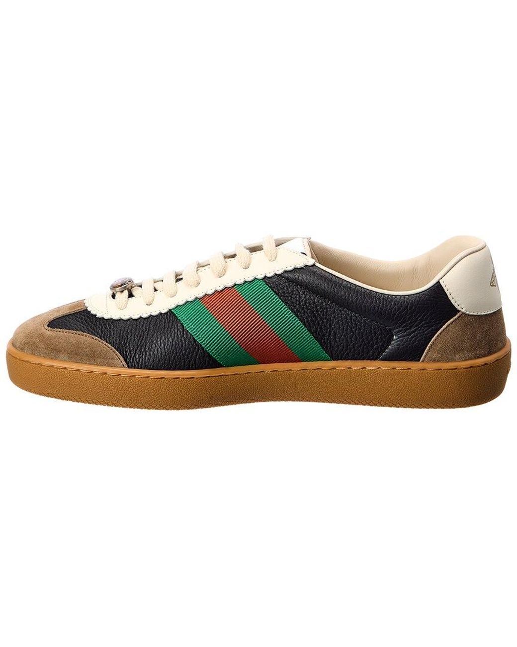 Gucci Web Leather & Suede Sneaker in Blue for Men | Lyst