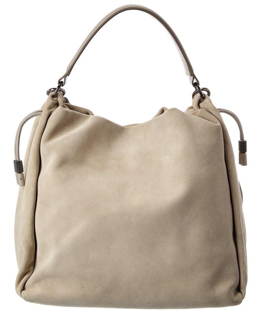 Brunello Cucinelli Gray Suede Bucket Bag