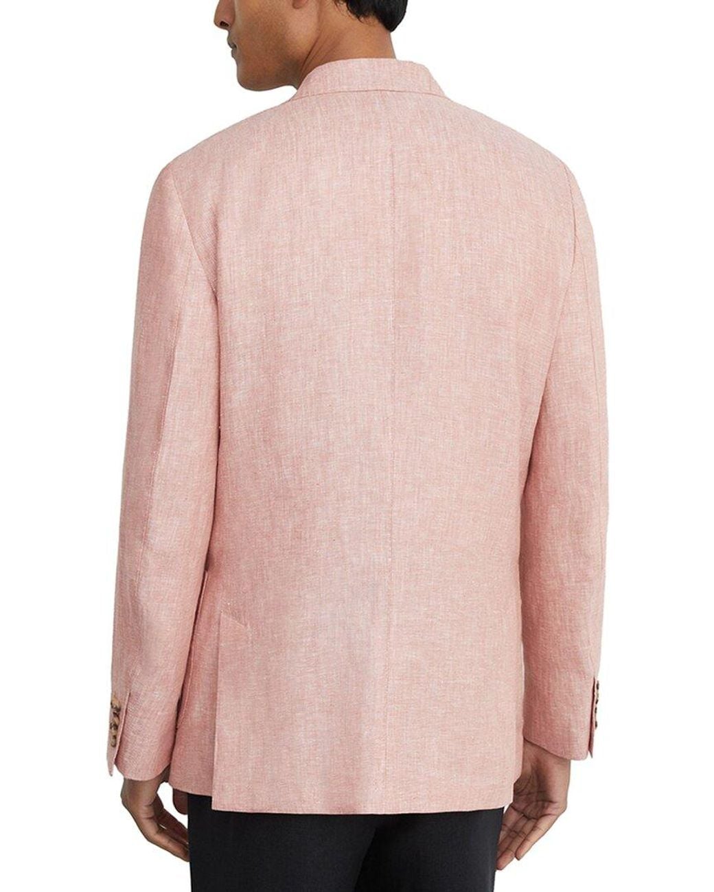Reiss Pink Atlantic Notch Linen Formal Jacket for men