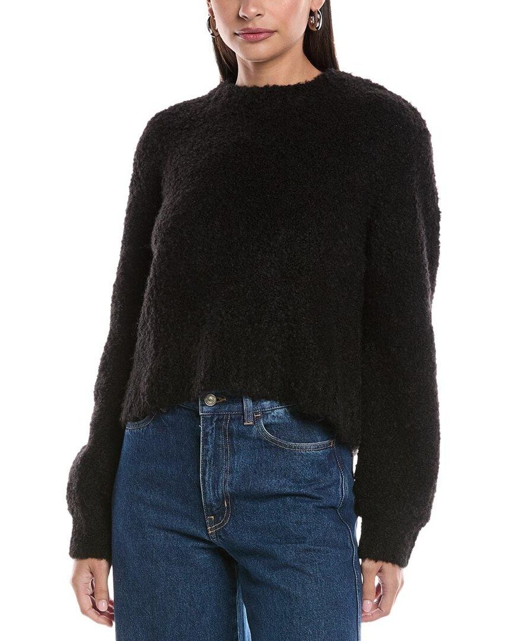 Bella Dahl Black Wool-Blend Crew Neck Sweater