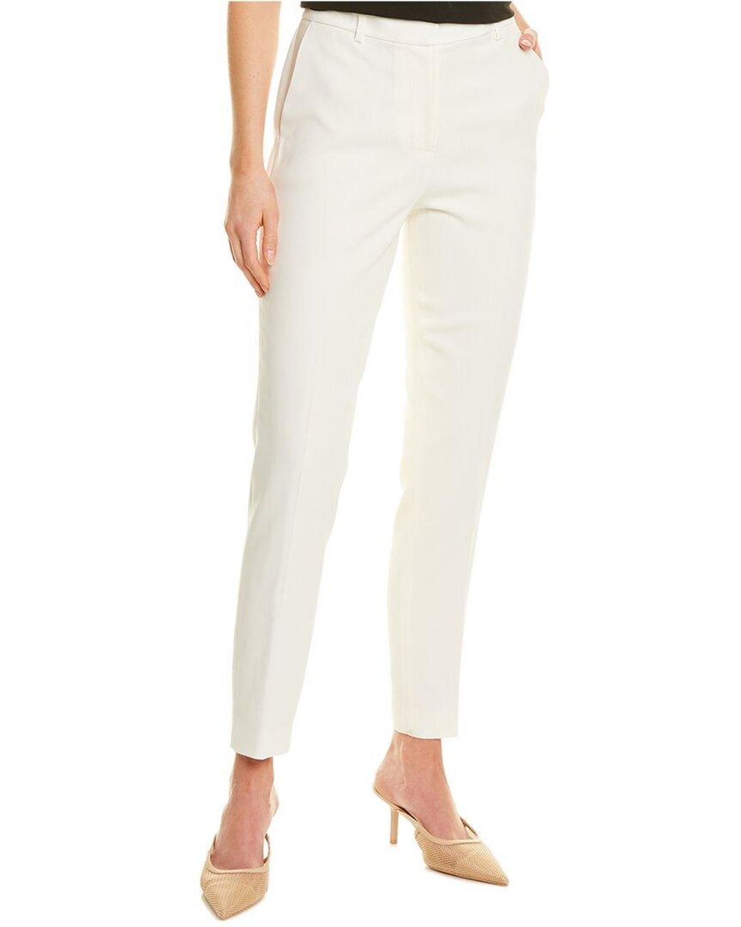 Donna Karan Synthetic Tailored Straight Leg Trouser in White - Save 1% ...