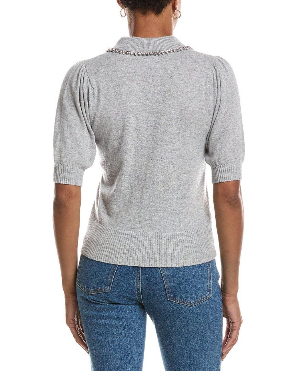 Autumn Cashmere Gray Peter Pan Collar 100% Cashmere Sweater