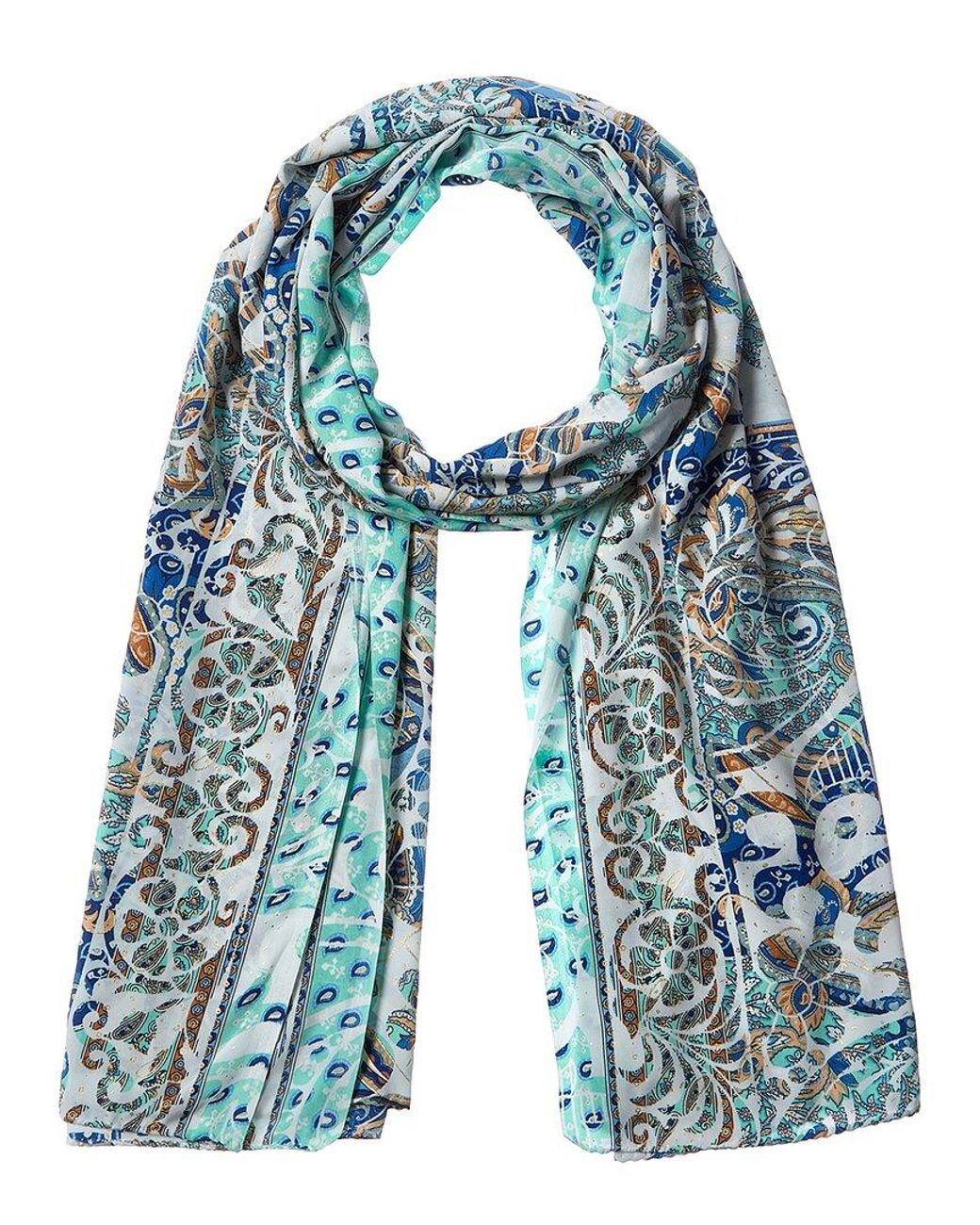 La Fiorentina Blue Silk-Blend Printed Scarf