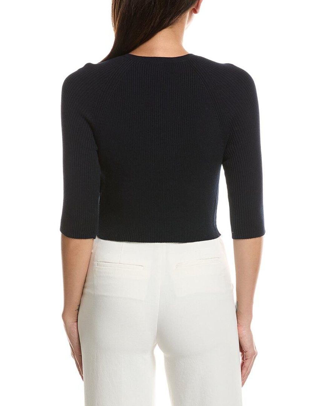 Max Mara Black S Shoulder Wrap Ribbed Cardigan