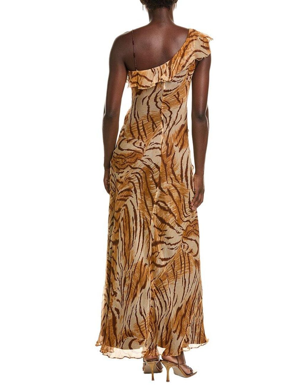 Issue New York Brown Silk Shell Print Gown