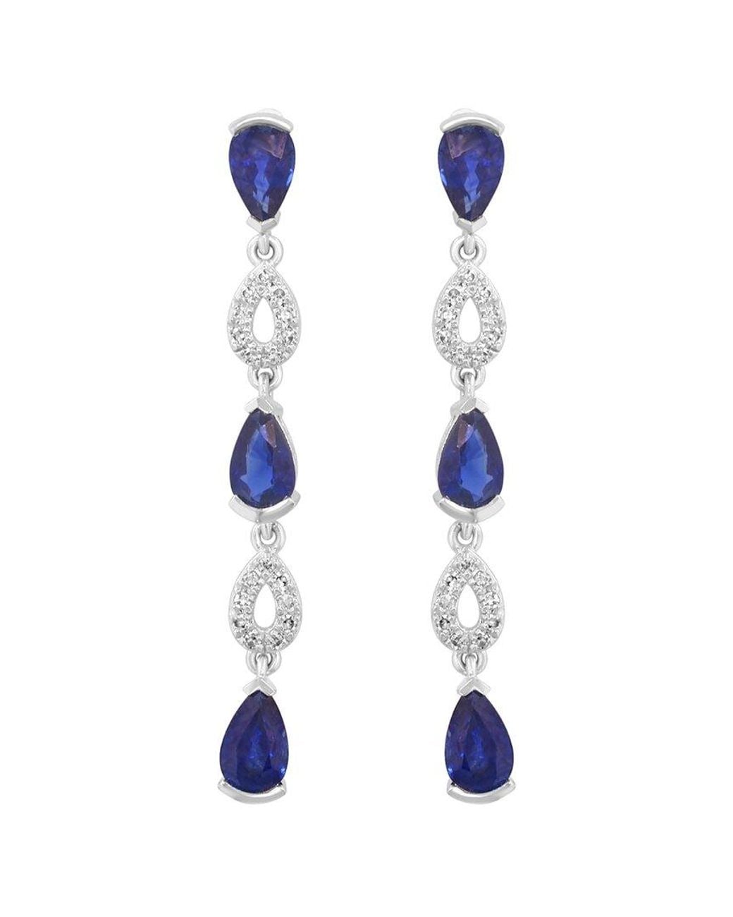 Effy Fine Jewelry White 14K 1.82 Ct. Tw. Diamond & Sapphire Earrings