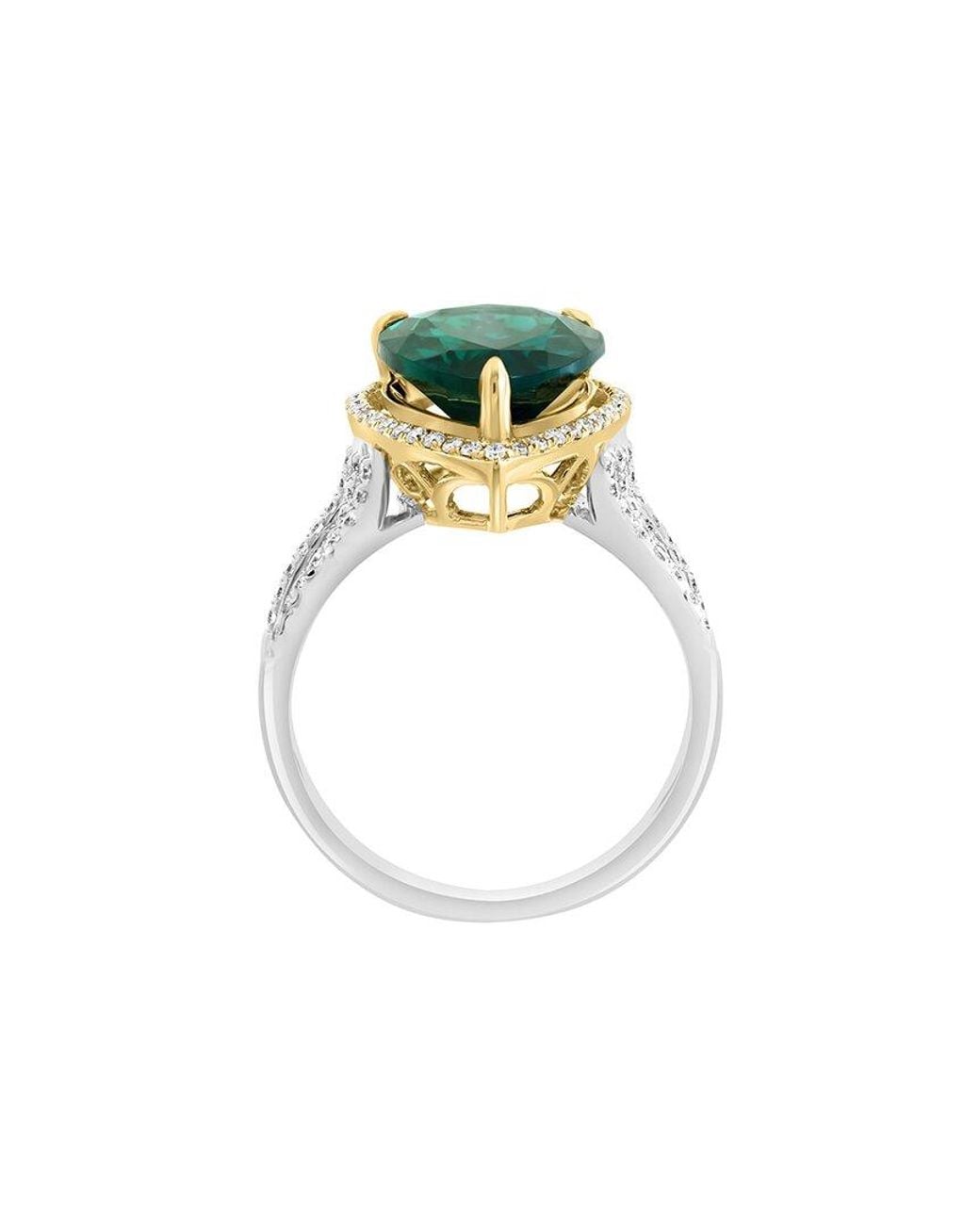 Effy Fine Jewelry Green 14K Two-Tone 4.80 Ct. Tw. Lab-Grown Diamond & Lab-Grown Emerald Ring