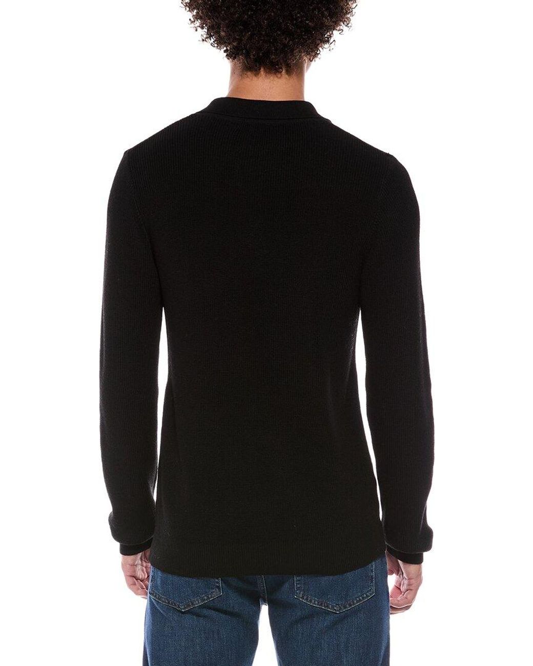 7 For All Mankind Black Polo Sweater for men