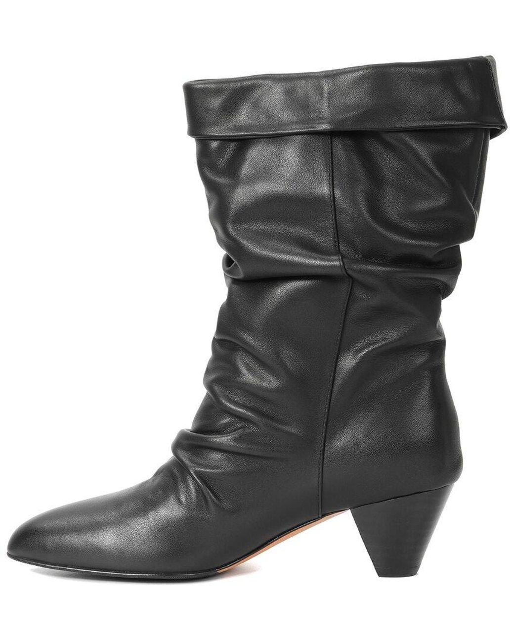 Tiffany & Fred Paris Black Slouch Cuff Leather Boot