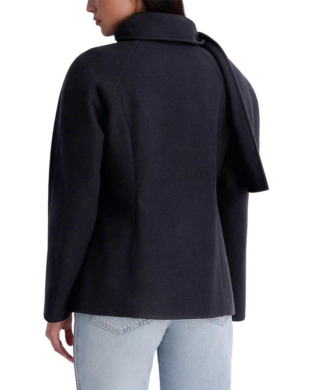 Kensie Black Scarf Neck Coat