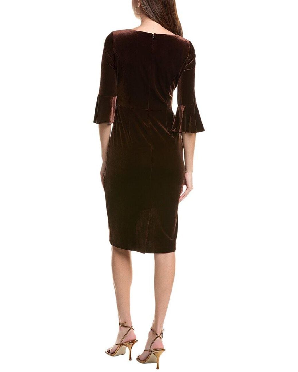 Adrianna Papell Black Tie Front Velvet Sheath Dress