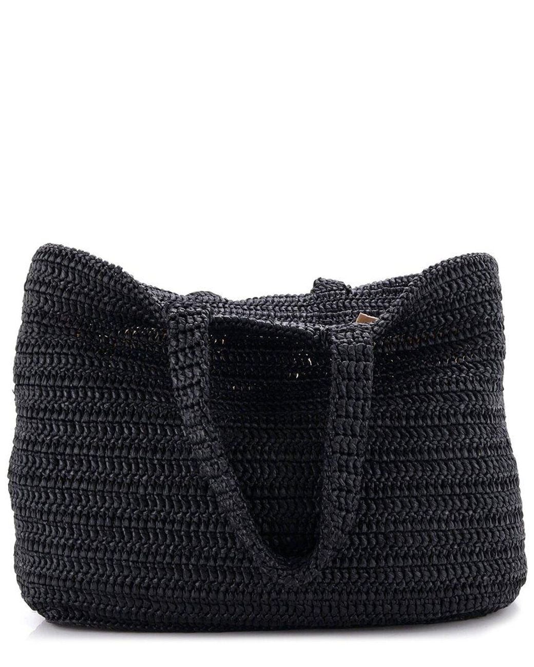 Saint Laurent Black Raffia Rive Gauche Supple Tote (Authentic Pre-Loved)