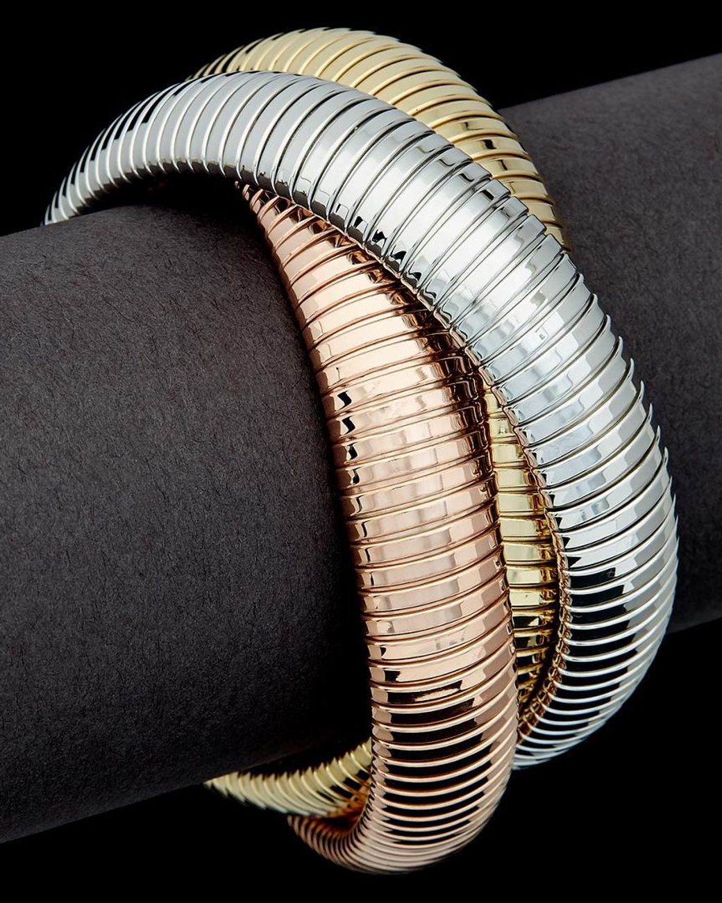 Meshmerise Black 18k Tri-color Plated Goose Bangle
