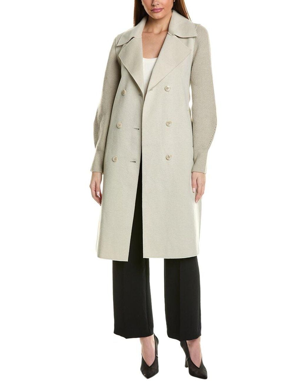 Ellen Tracy Natural Mixed Media Double-Face Coat