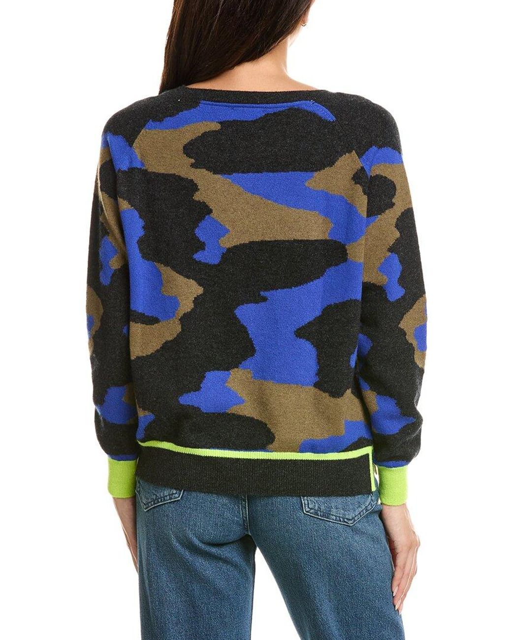 Brodie Cashmere Blue Cool Camo 100% Cashmere Sweater