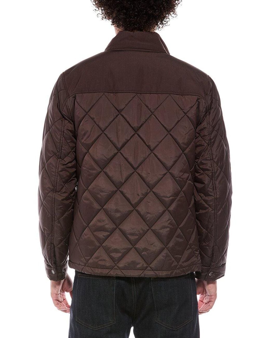 Cole Haan Brown Diamond-Quilted Mixed Media Jacket for men