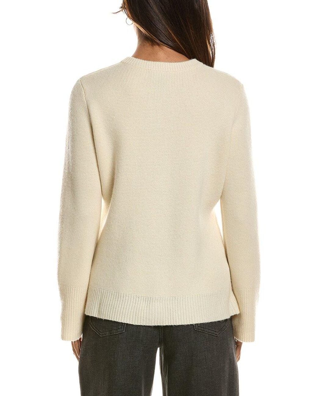 Forte Natural Double Knit Button Crew Wool & Cashmere-Blend Cardigan