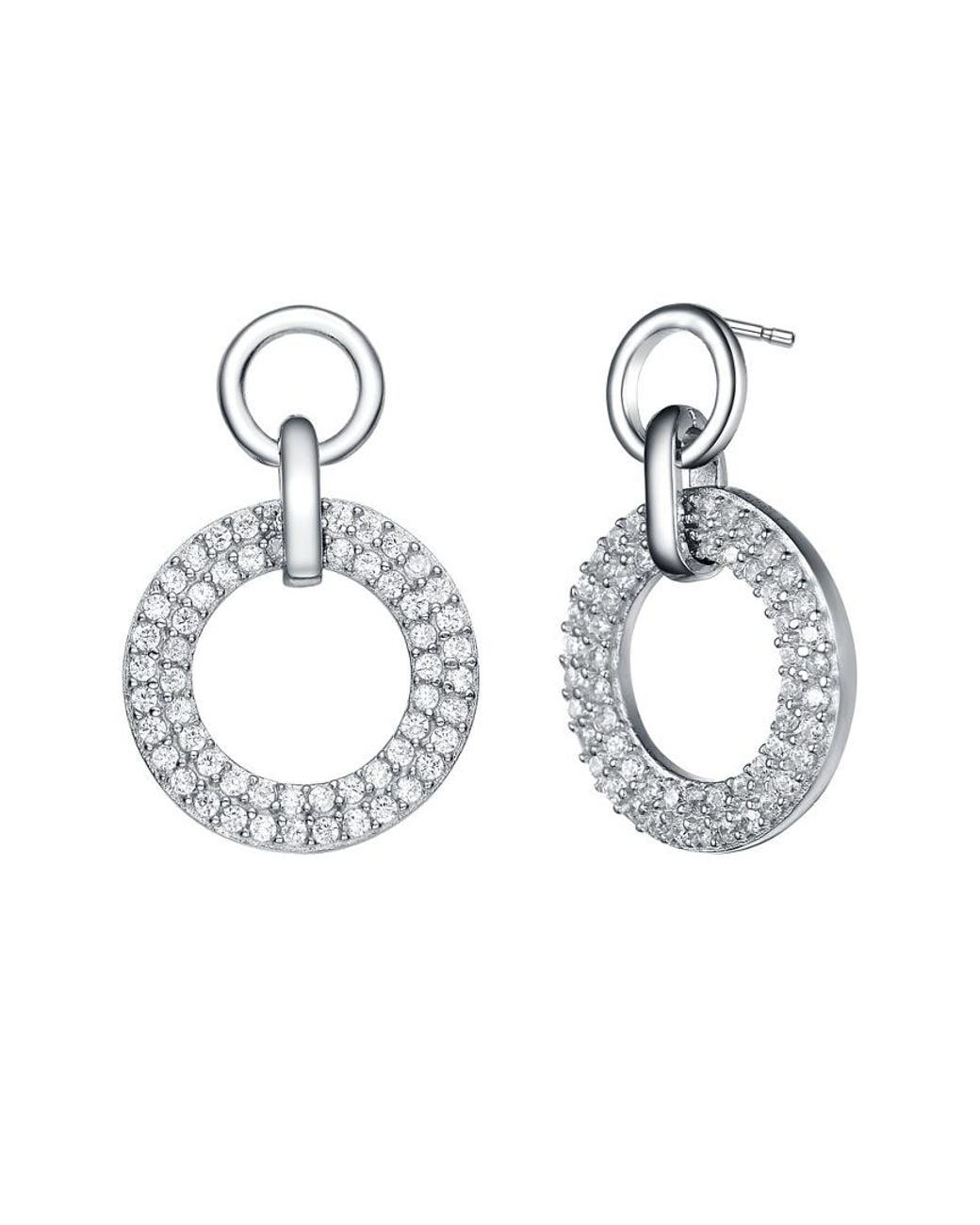 Genevive Jewelry Metallic Silver Cz Circle Earrings