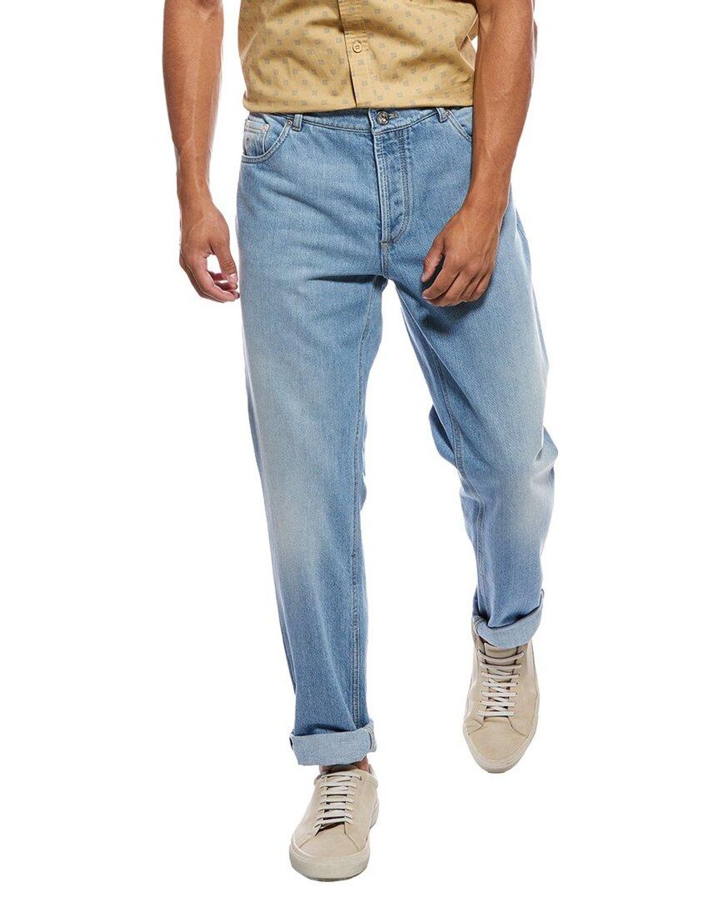 Brunello Cucinelli Blue Straight Light Wash Jean for men