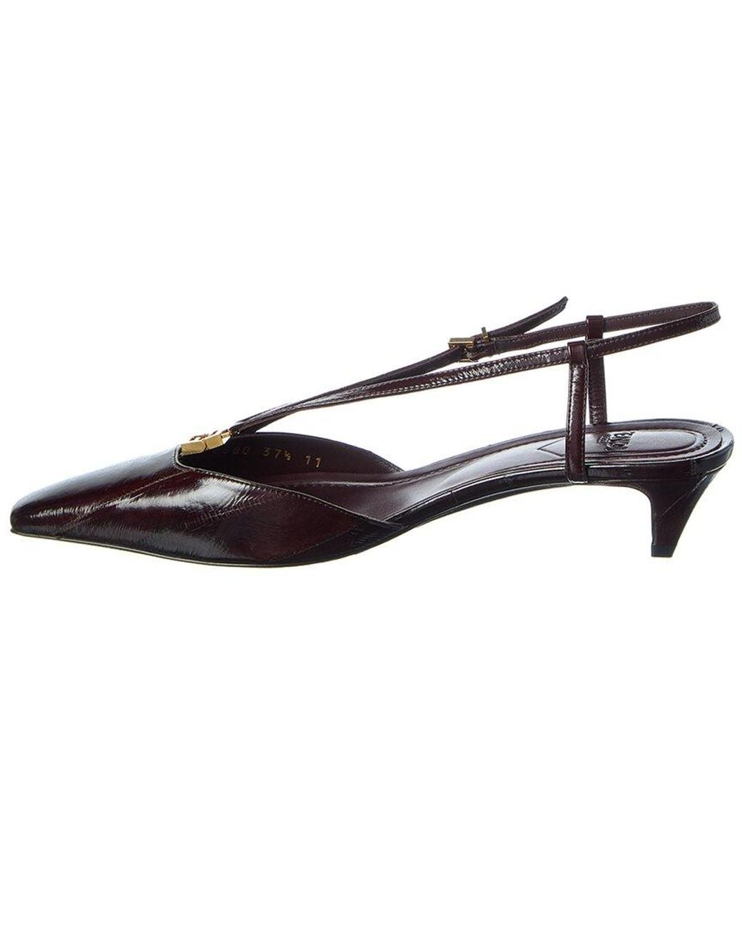 Fendi Metallic Ffold Leather Slingback Pump
