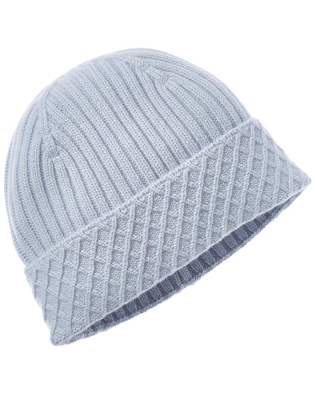 Bruno Magli Blue Diamond Cuff Rib Cashmere Beanie