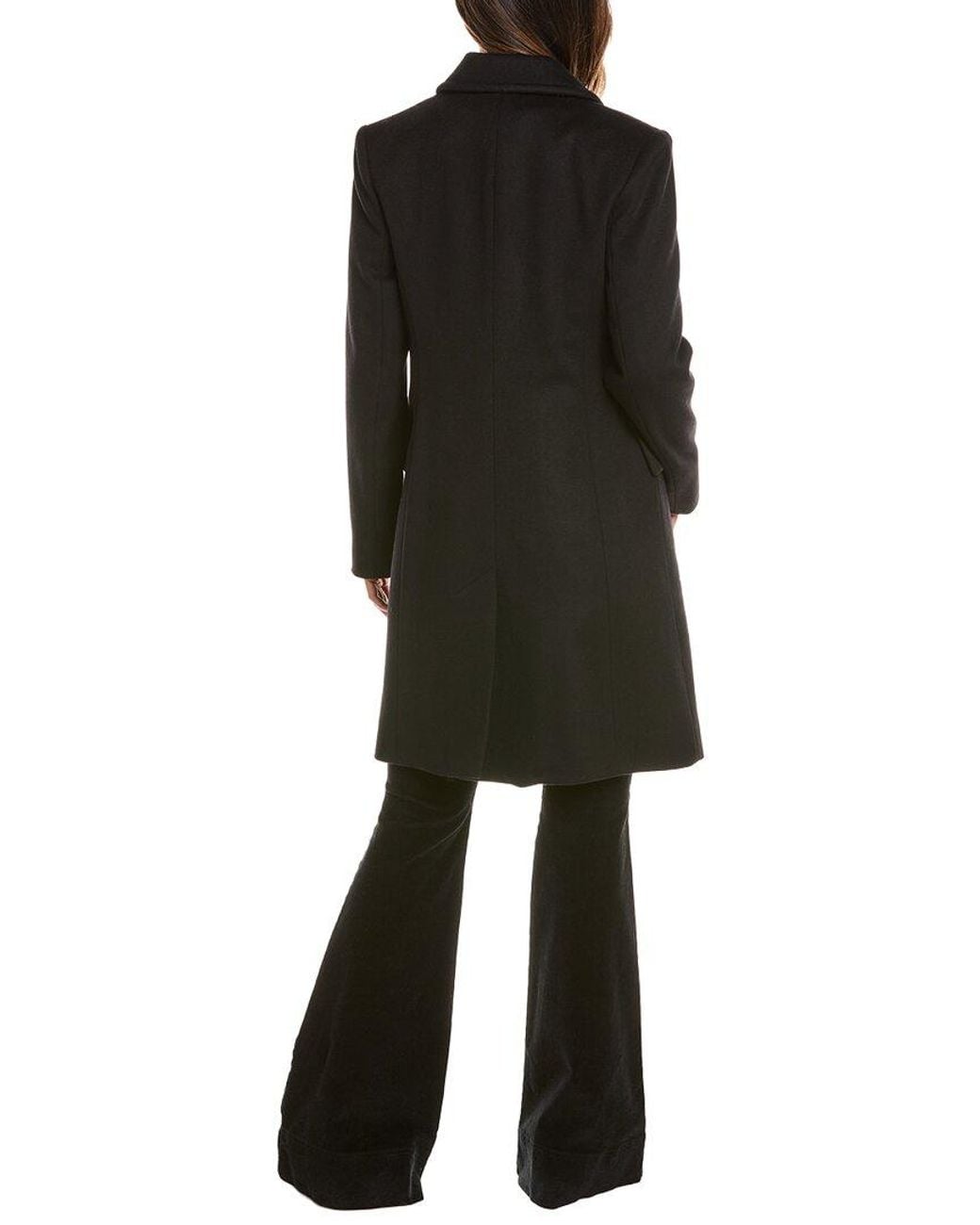 Fleurette Black Club Collar Wool Coat