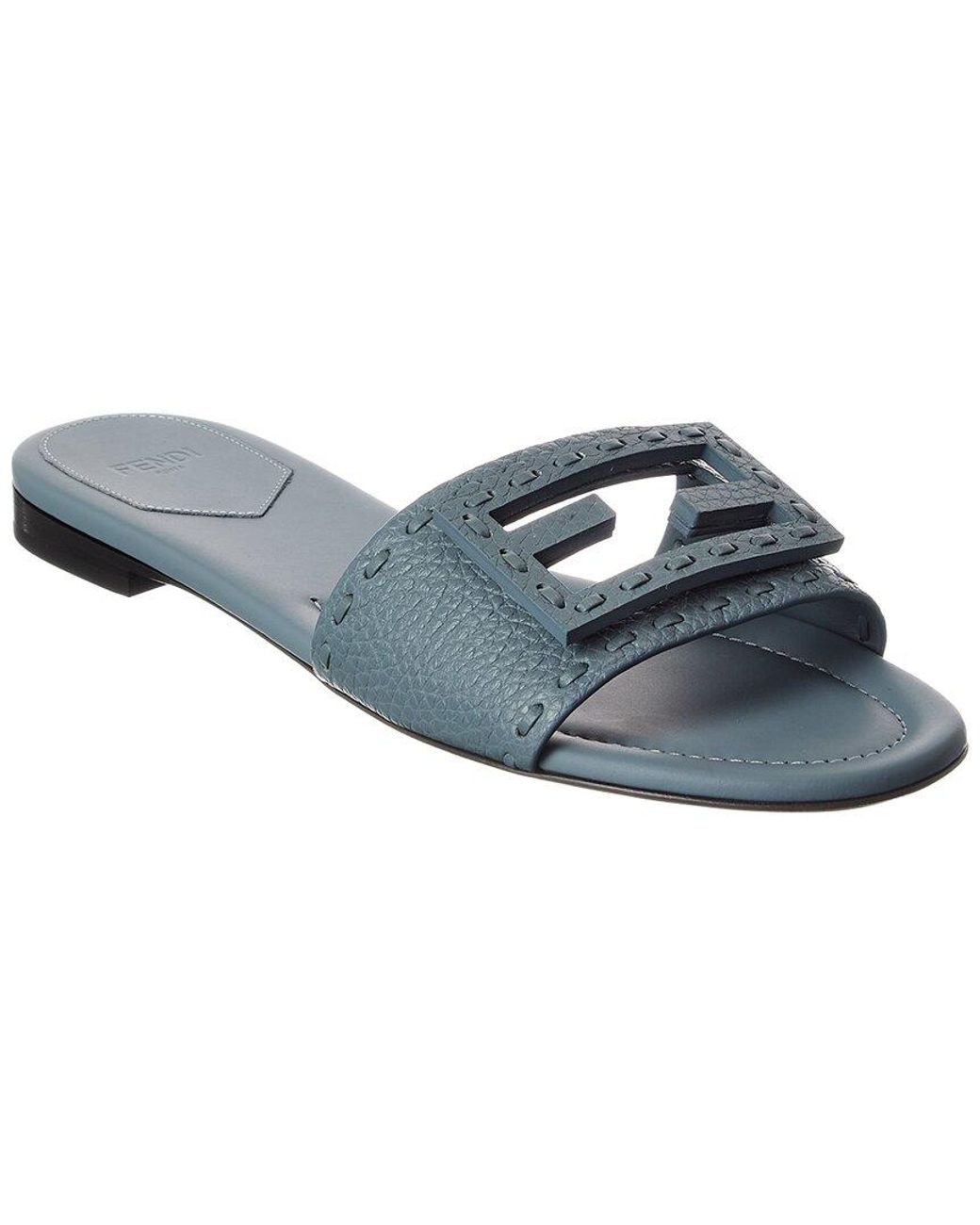 Fendi Blue Ff Baguette Leather Sandal