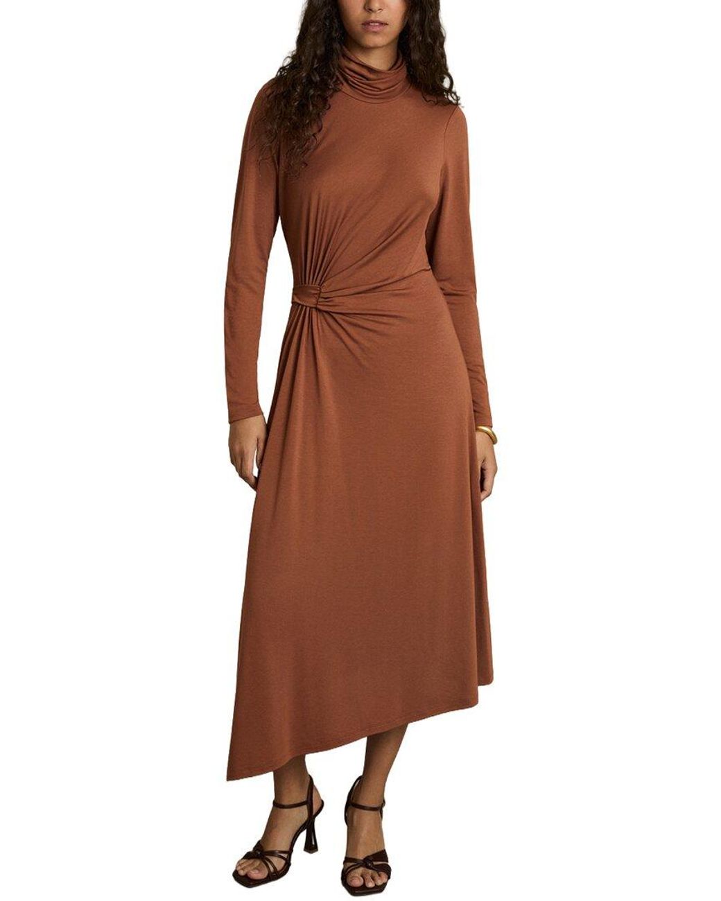 Reiss Brown Jersey Midi Dress