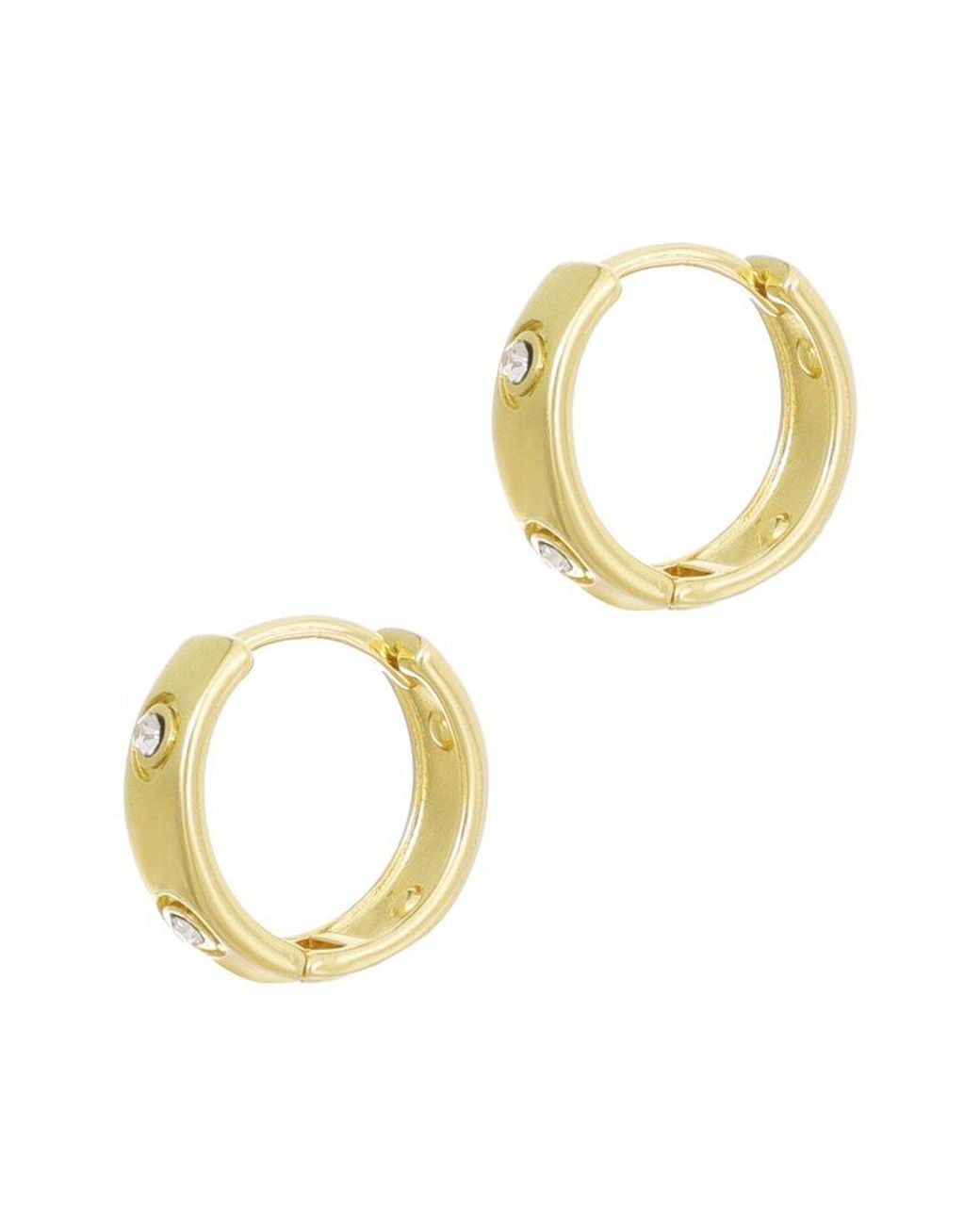 Adornia Metallic 14K Plated Cz-Dotted Hoop Earrings