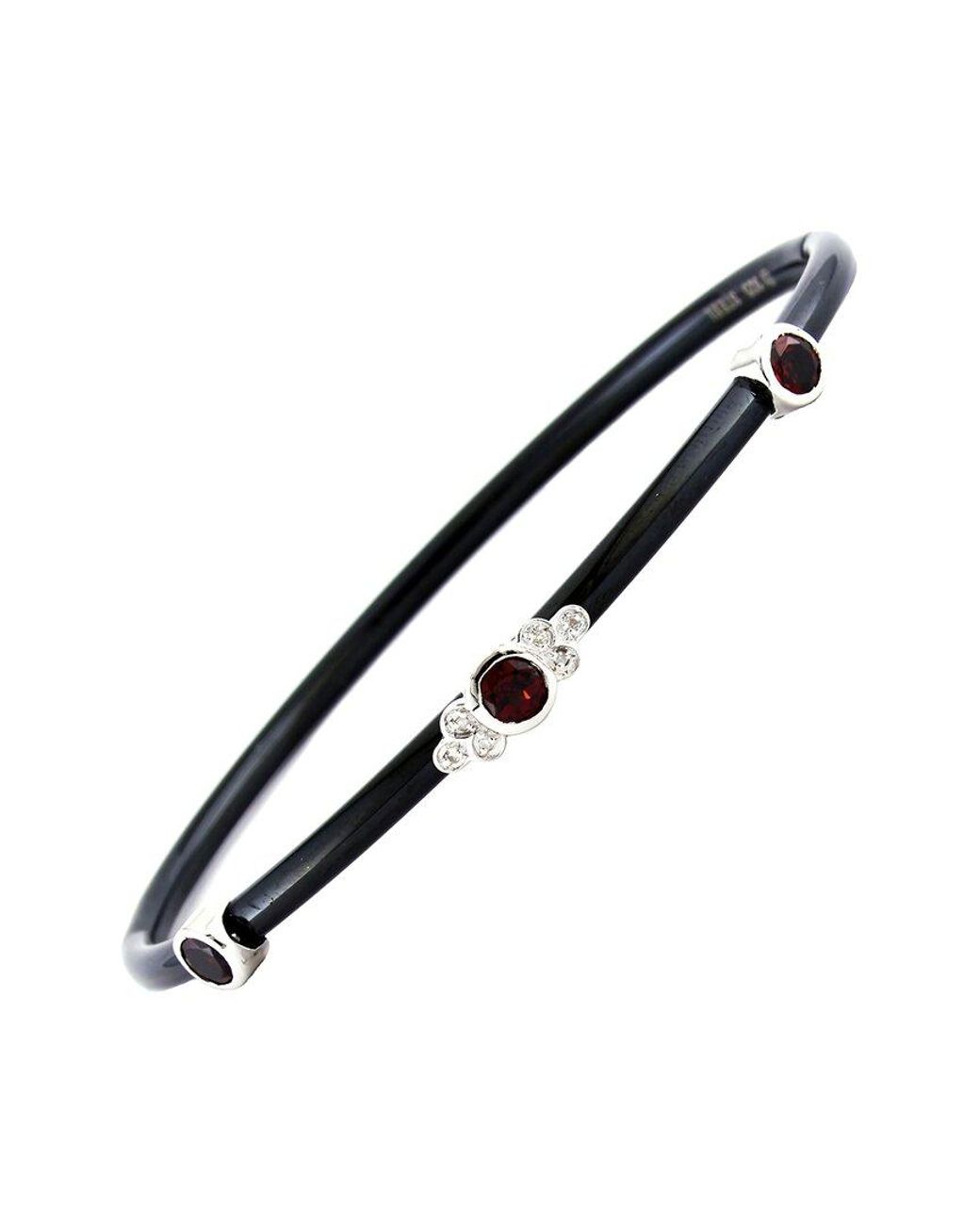 Gemstones Metallic 0.62 Ct. Tw. Diamond & Garnet Bangle