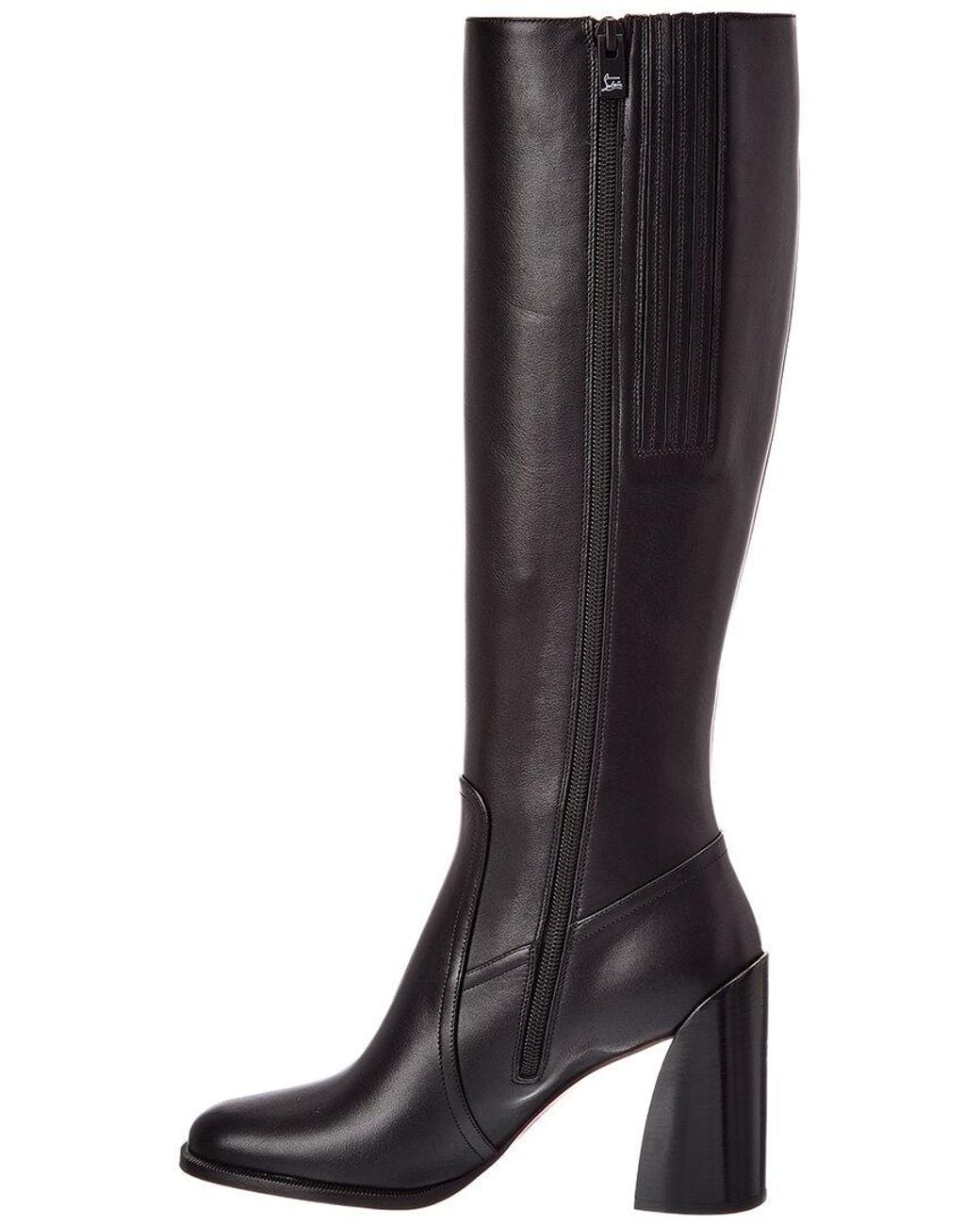 Christian Louboutin Black Iranina 85 Leather Knee-High Boot