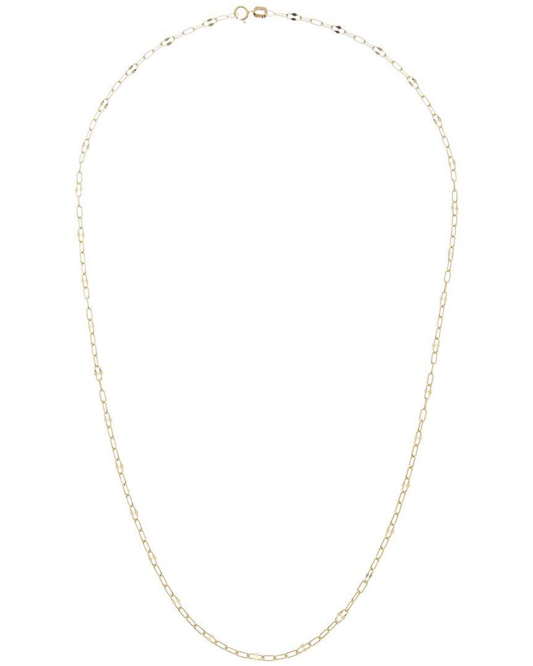 Italian Gold Metallic 10K Mirror Flat Link Station Paperclip Necklace