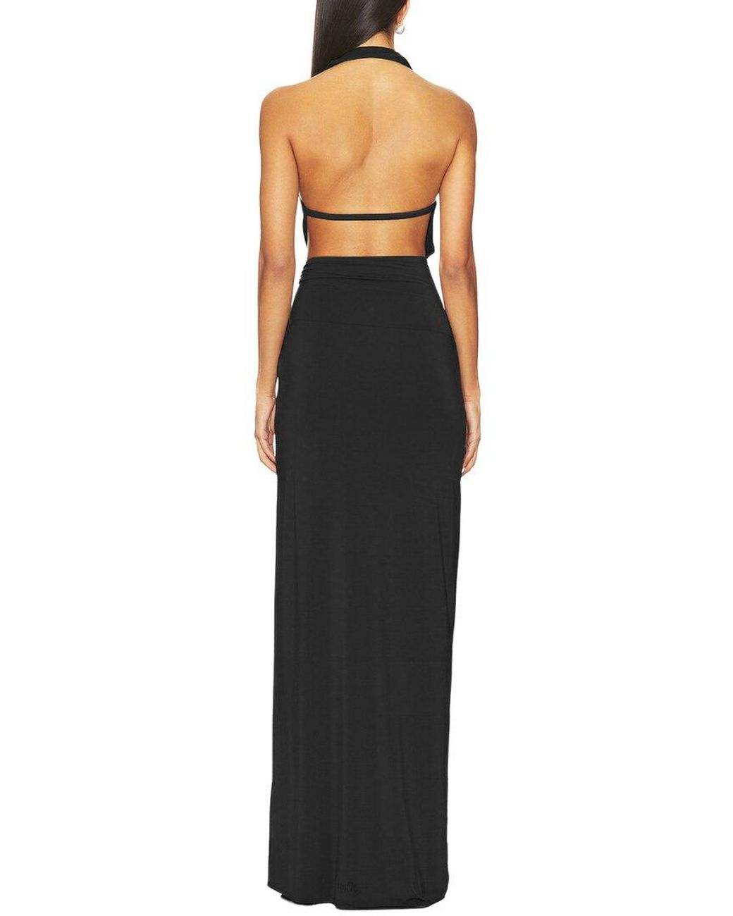 Alma King Black Solid Maxi Dress