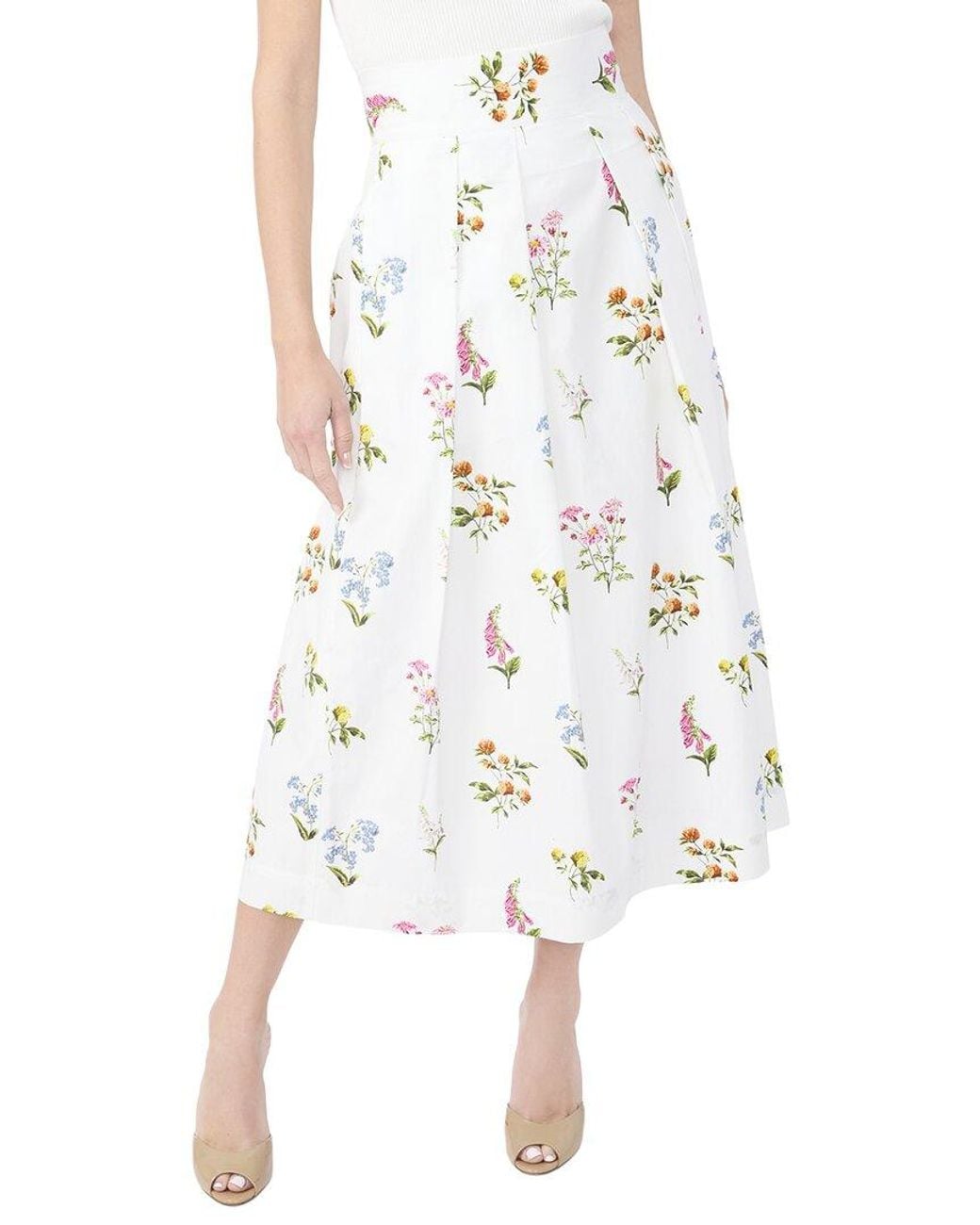 Ted Baker White Rihana Wide Waistband Pleated Skirt