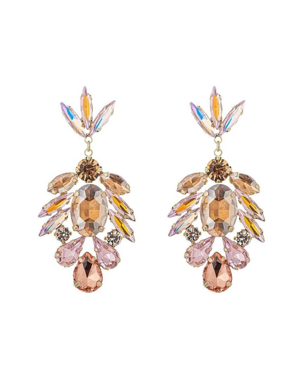 Eye Candy LA Metallic Glass Crystal Sienna Statement Earrings