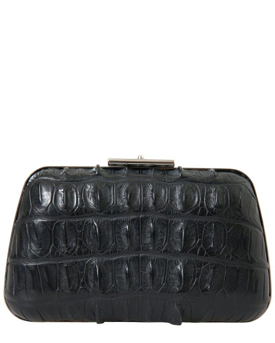 Balenciaga Black Crocodile Clutch