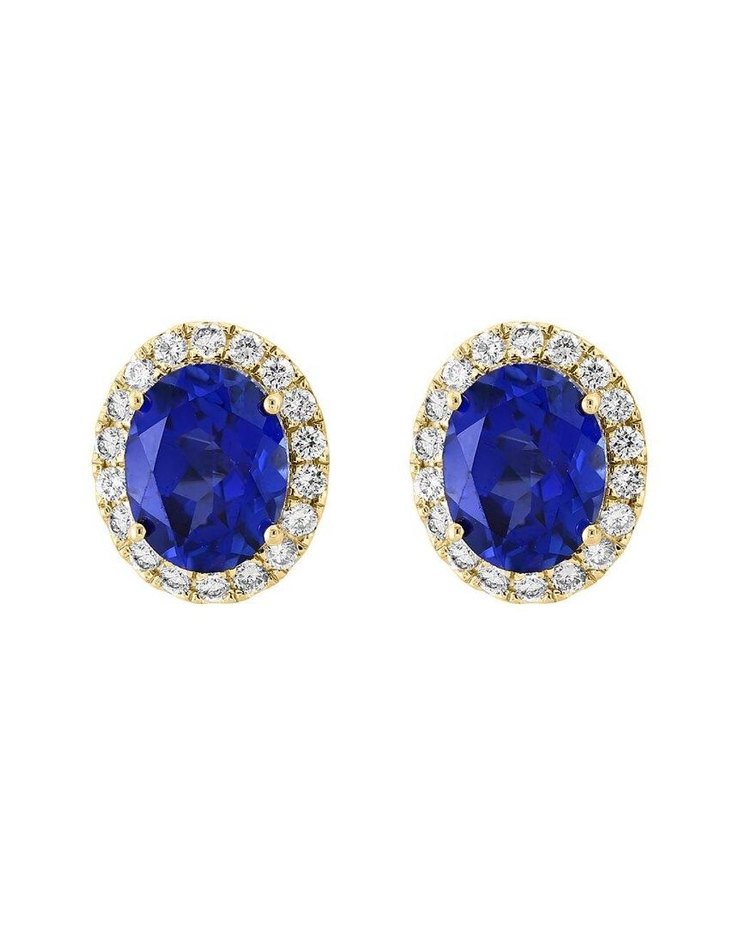 Effy Fine Jewelry Blue 14K 4.33 Ct. Tw. Lab-Grown Diamond & Lab-Grown Sapphire Earrings