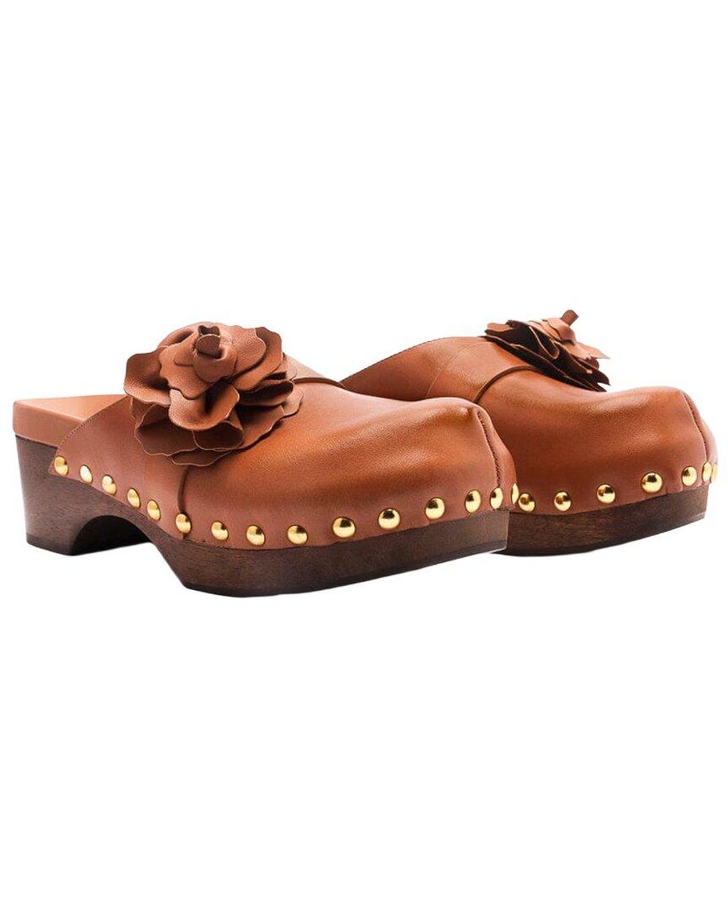 Farm Rio Brown Flower Leather Clog