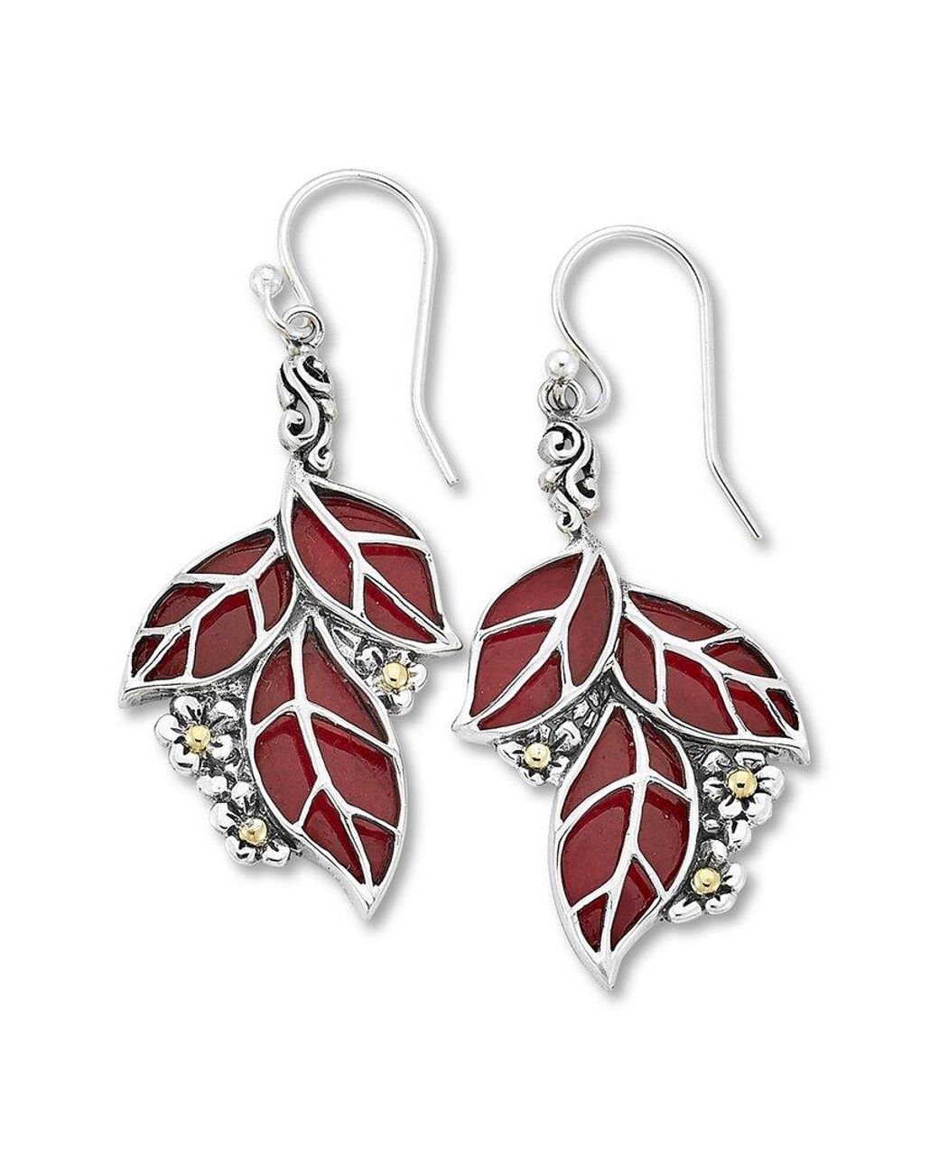 Samuel B. White 18k & Silver Coral Leaf Earrings